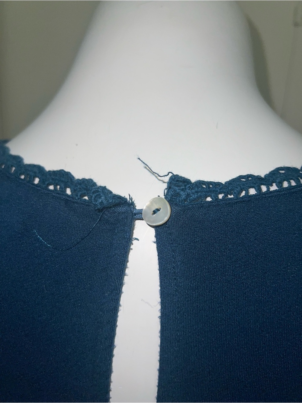 Torrid Teal Crochet Yoke Short Sleeve Blouse - Picture 8 of 9